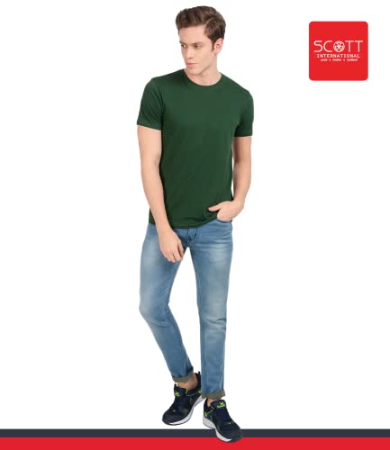 Image of Scott International Biowash T-Shirts for Men's & Boys- Round Neck, Half Sleeves, Cotton, Regular Fit, Stylish, Branded Solid Plain Tshirt for Men- Ultra Soft, Comfortable, Lightweight T-Shirt