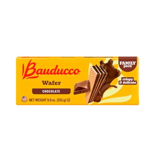 Image of Bauducco Chocolate Wafers - Crispy Wafer Cookies With 3 Delicious, Indulgent Decadent Layers of Chocolate Flavored Cream - Delicious Sweet Snack or Dessert 9.0oz (Pack of 1)