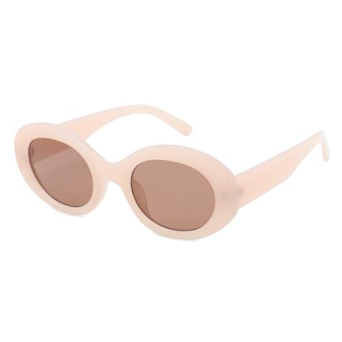 WANAKA SunBlush Retro Oval Sunglasses for Women, soft pink TR90 frame, TAC Lens, UV400 Protection…