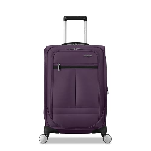 Image of Samsonite Carry-On Soft-Sided Expandable 21-Inch Element Suitcase: Airline Approved for Most Major Airlines, Durable, 360 Spinner Wheels, Adjustable Handle, 2 Front & Side Pocket- Purple
