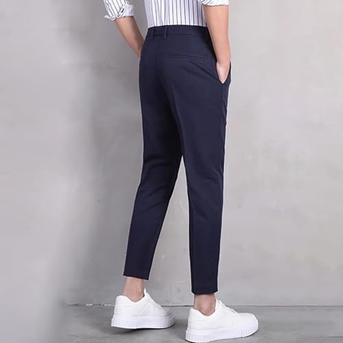 Men’s Cropped Slim Fit Pants Tapered Ankle Dress Suit Pant Stretch Wrinkle Free Trousers2