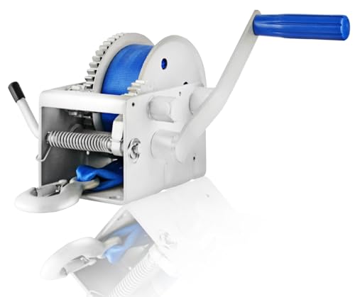 Husar Winch Treuil Manuel 2500 lbs 1133 kg, Sangle 10 mètres, fabriqué en acier inoxydable, frein à cliquet, simple effet, pour bateaux, remorques, industrie