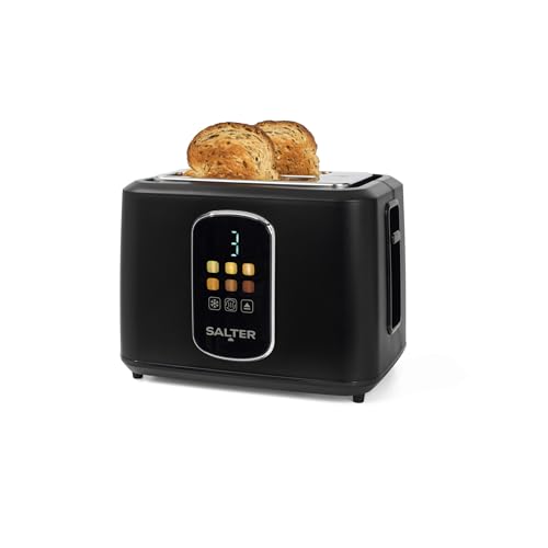 Salter Toast Rite 2-Slice Digital Toaster with LED Touch Display - Precise Browning Control Integrated Timer Defrost Reheat & Cancel Functions Removable Crumb Tray 930W