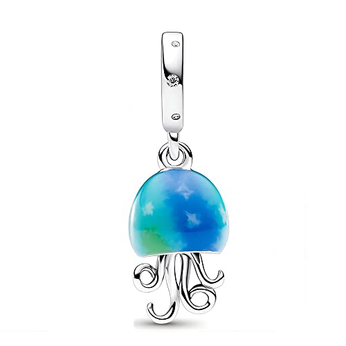 Colorful Jellyfish Dangle Charm Fit Women Bracelet Necklaces Fashion Gifts 925 Sterling Silver DIY Jewelry2