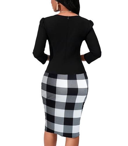 Image of Yajedo Women's Reto Bodycon Midi Dresses 3 /4 Sleeve Church Wear to Work Business Pencil Dress