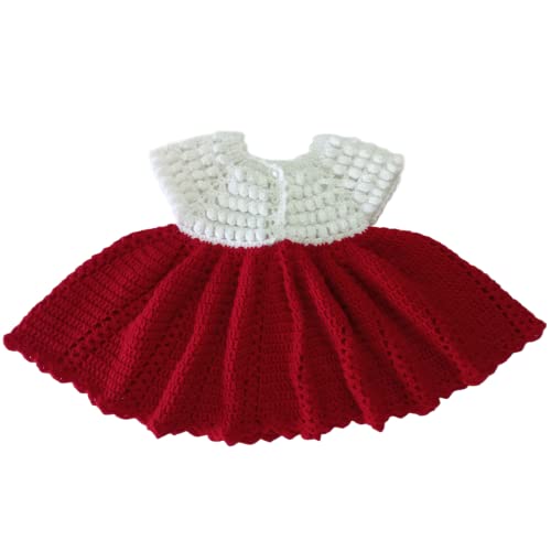 Image of Baby Girl Dress - Woolen Frock for Baby Girl, Handmade with Crochet
