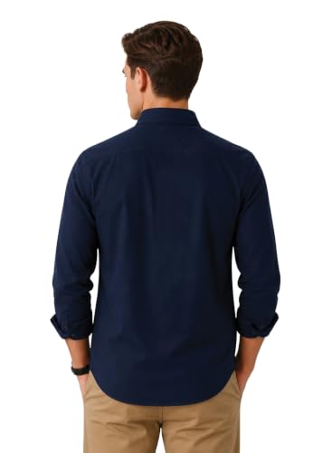 ADRO Men's Midnight-Navy Oxford Cotton Casual Shirt - Image 4