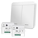 GOEDCH Lot de 2 interrupteurs sans fil blancs: interrupteurs d'éclairage sans fil, télécommande, ensemble d'interrupteurs sans fil, interrupteurs sans fil, pour maison intelligente et contrôle des