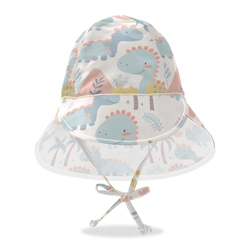 Cream Blue Dinosaur Cartoon Kid Sun Hat Baby Boys Beach Play Hats Girl UV Protection Neck Flap Travel Essentials