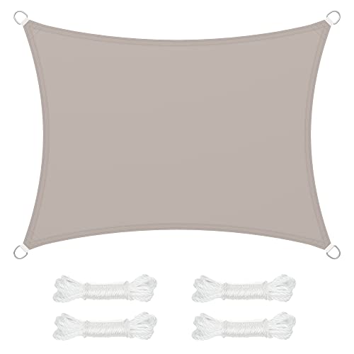Tenda a Vela Rettangolare 2.4 x 2.5 m Varie Dimensioni Telo Tenda da Sole Antistrappo Bordi Ispessiti per Esterno Giardino Terrazza, Grigio Scuro
