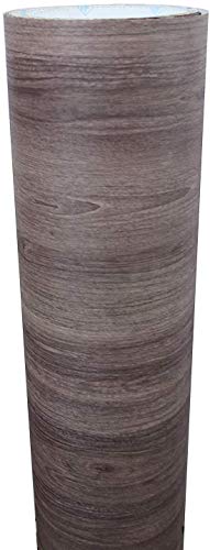 Image of ELTON Light Purple Brown Teak Wood Grain Textured Self Adhesive Almirah Skin - 48x72 Inch