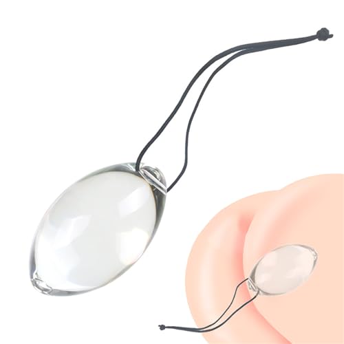 Axcroo Eiförmiges Glas Analplug Analdildo Analkugel mit Tragbares Seil Analperlen Anal Ball Glas Dildo Groß Ei Buttplug Prostata Massager Vagina Masturbation Sex Spielzeug für Frauen Männer (Ø 6.5cm)