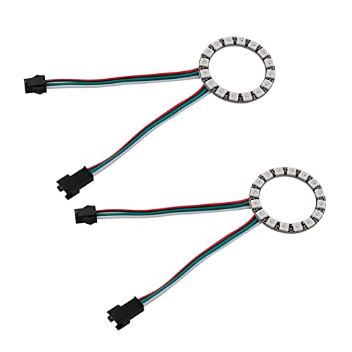 Image of 2PCS 16-LED WS2812B 5050 RGB Individually Addressable Pixel Light Ring, Full Color Programmable LED Module DC5V with Integrated Driver for Arduino Raspberry Pi Pico DIY Projects