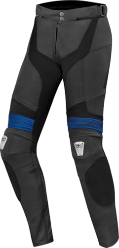 BERIK Flexius Pantalones de cuero de moto (Black/Blue,50)