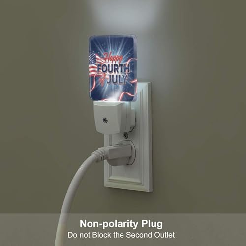 Image of Futterya Plug-in LED Night Light, 4th of July Patriotic Set of 2 Dusk-to-Dawn Auto Sensor Decor Lamp