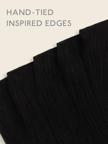 Image of WENNALIFE Genius Seamless Clip in Hair Extensions Real Human 18 inch 120g 7 Pcs Jet Black Hair Extensions Clip Ins Luxury Remy De Cabello Humano Straight Invisible Fuller Reusable
