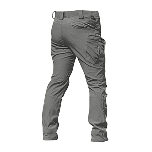 Cargo Pants for Men Military Fan Elastic Waistband Multi Pockets Lounge Camouflage Work Jeans3