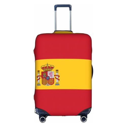 Spanish Flag Print Travel Elastic Suitcase Luggage Baggage Cover Protector, Washable And Anti-Scratch