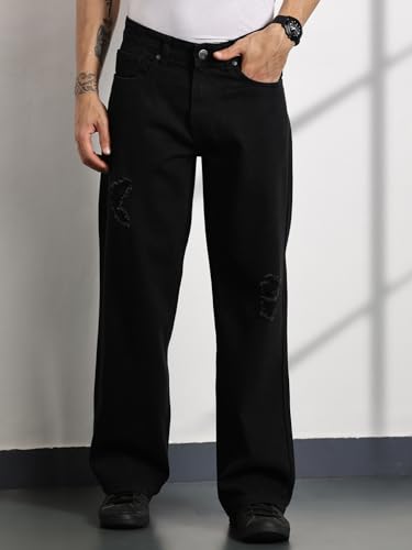 Image of Thomas Scott Men's Relaxed Fit Mid Rise Comfort Clean Look Light Fade Cotton Baggy Jeans