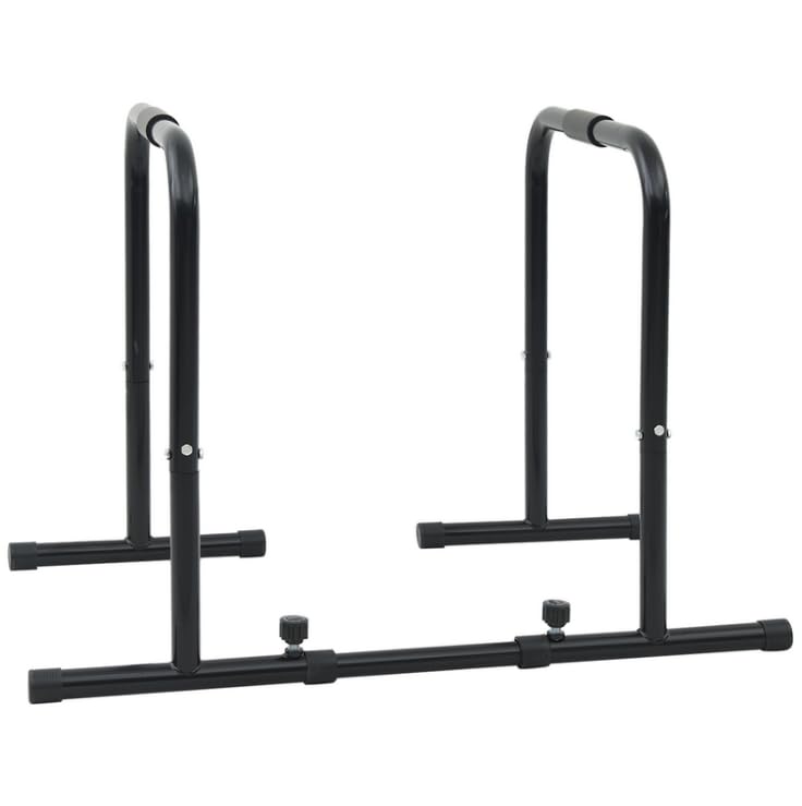 Barra de inmersión Calistenics, barra de inmersión con longitud ajustable: 120 kg, barra de inmersión resistente, 96 – 117 x 67 x 75 cm de acero, pies antideslizantes, portátil, funcional, dispositivo
