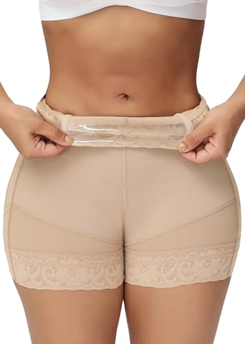 Image of SHAPSHE Butt Lifter Shapewear Shorts for Women, High-Waist Tummy Control | 4 Flexible Waist Stays | Silicone Waist & Leg Grips | Contoured Back Seams | Mesh Thigh Panels | Lace-Trimmed Leg Hem