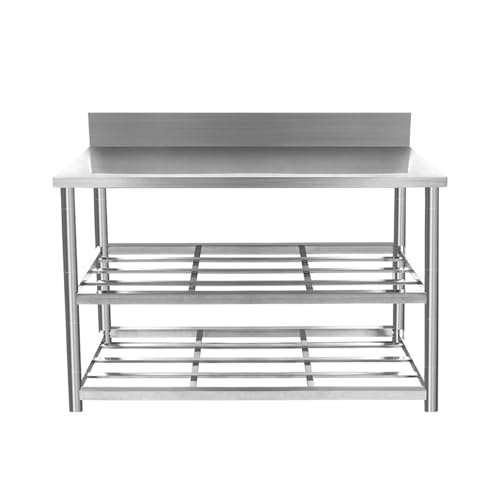 lyxamjrzyp Banco Trabajo Acero Inoxidable, Mesa Preparación de Cocina, Mesa Acero Inoxidable con Estante Inferior para Cocina Comercial, Restaurante, Hotel(Small)