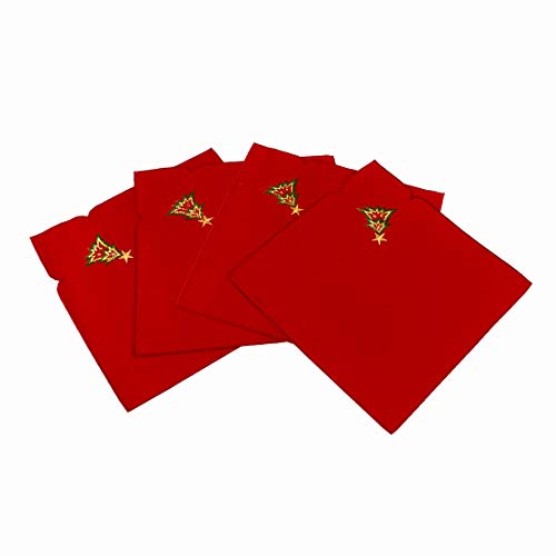 Servilletas navideñas rojas bordadas 4 unidades miniatura 1