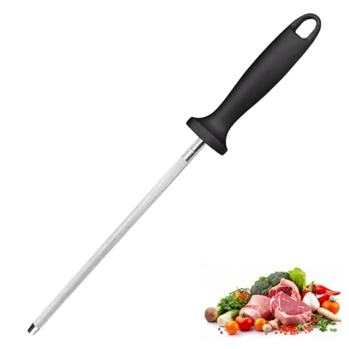 Professional 8-Inch Carbon Knife Sharpener Knife Sharpening Steel with Non-Slip Handle & Hanging Hole Ideal for Kitchen Knives Chef Knives & Japanese Knives Knife Maintenance Tool