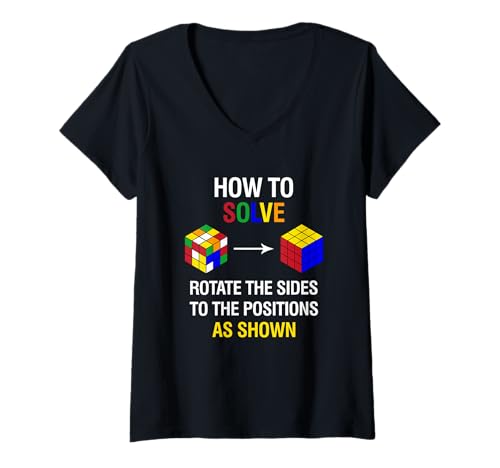 Womens How To Solve Competitive Puzzle Funny Speed Cubing Math Kids V-Neck T-Shirt