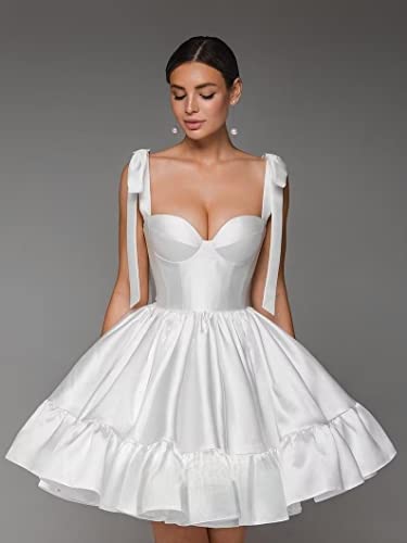 Spaghetti Strap Sweetheart Homecoming Dresses A Line Prom Dress Short Mini Prom Formal Evening Ball Gowns Party Gown White US084