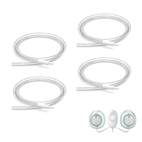 4 Pack Replacement Tubing Compatible with Elvie Stride Breast Pump Tubing with Tube Connectors Connect Motor Unit and Breast Shields Durable and Easy to Clean Replacement Pump Parts Clear