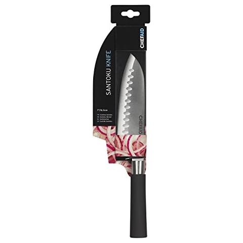 Chef Aid 7 Inch Santoku Knife with Soft Grip Cover