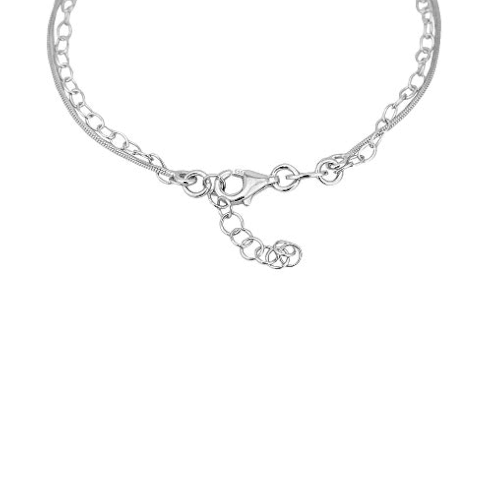 925 Sterling Silver Rhodium Plated Circular Charm Bracelet