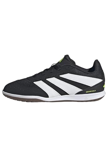 adidas Club Predator Indoor Sneaker, Black/White/Lucid Lemon, 5.5 US Unisex Big Kid