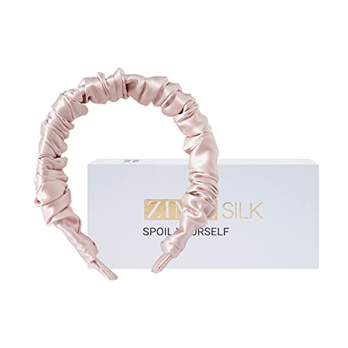 ZIMASILK 22 Momme Mulberry Silk Headband for Women,Solid Color Non-slip 100% Hairband Hair Accessories for Women and Girlsï¼ˆ1pcï¼Œlight plumï¼‰