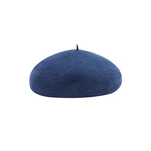 WFF Hat Cap Womens Winter Beret Hat Knitted Beanie Cap Spring Autumn Winter Hat French Classic Wool Beret (Color : Royal Blue)
