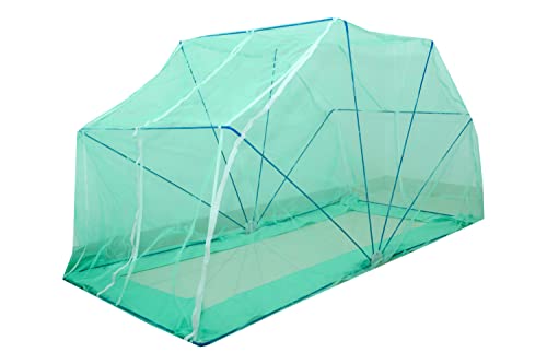 Image of Elegant Premium Cotton Mosquito Net for Mid Size Bed (Divaan)(4x6 Feet Green) | Foldable Machhardani with High-Density Mesh & Washable