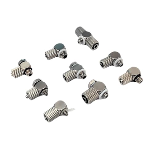 Conector de cilindro de aire M5-4, codo recto de acero inoxidable 304 para tubo de PU de 4 mm 4