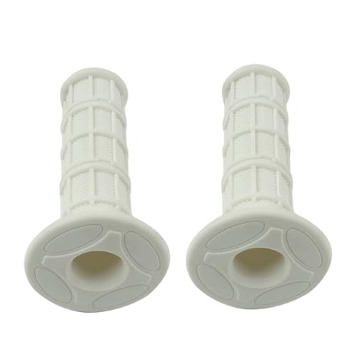 FLYPIG Left 22mm (7/8') Right 24mm Practical Motorcycle Hand Grips Dirt Bike Motocross Rubber Gel Handlebar Grip - White Universal Non Slip Rubber Bar End