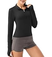 GGOV Crop Tops Women's Long Sleeve Workout Shirt with Half Zip Closure, Slim Fit, and Buttery-Sof...
