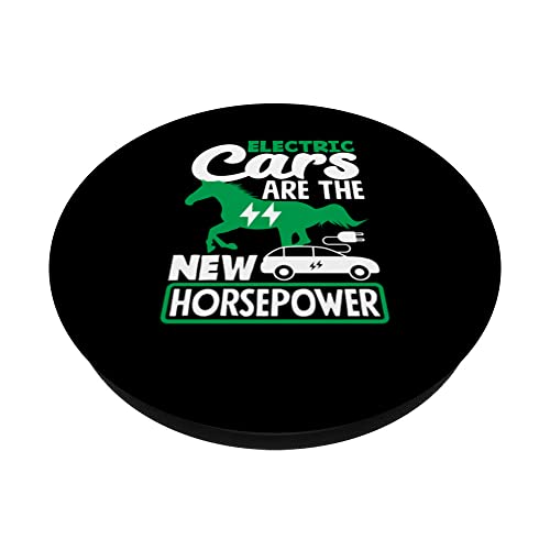 Electricity Cars are the new Horsepower Electric Vehicle EV PopSockets Swappable PopGrip, Black - Image 2