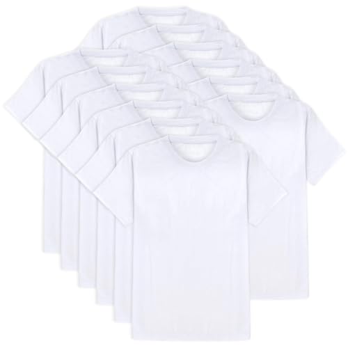 50 Bulk Men’s T Shirts for Homeless in White, Black Bulk Undershirts for Men Packs for Comfort, Protection S, M, L