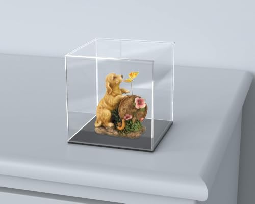 Image of Premium Acrylic Display Box with Black Base | Transparent Dust-Resistant Cube for Toys, Models & Memorabilia (4x4x4 Inch)