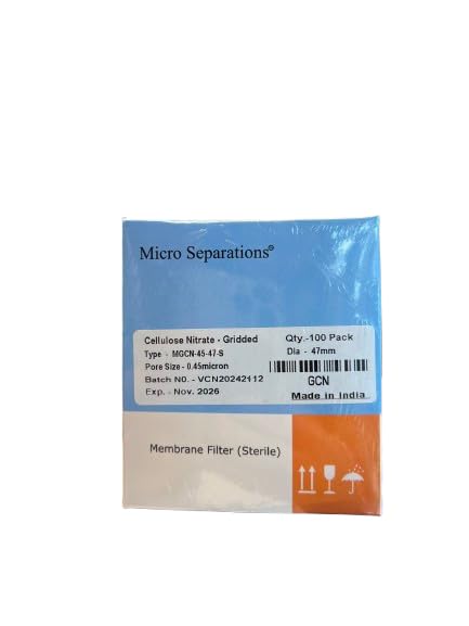 Cellulose Nitrate Sterile Gridded Membrane Filters, Diameter 47mm,Pore Size 0.45μm, Individually Packed, Mixed Cellulose Esters for Microbiology & Colony Counting, 100 Pack by Micro Separations-image-26