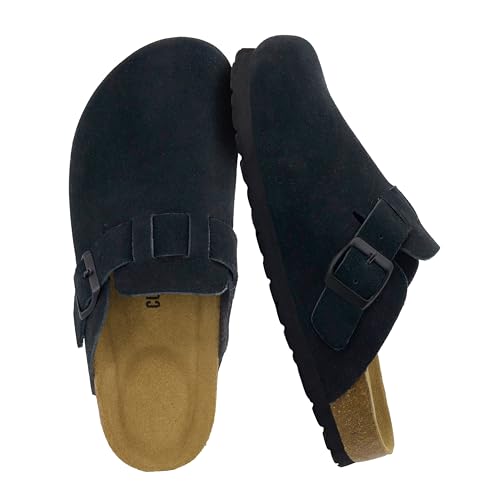CUSHIONAIRE Hana - Genuine Leather Suede Classic Clog Womens Shoes - Slip On Mule Comfortable Shoes for Women