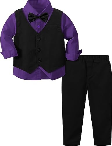 A&J DESIGN Purple Toddler Suit Boy Halloween Mardi Gras Formal Gentleman Outfit Tuxedo 4-5T