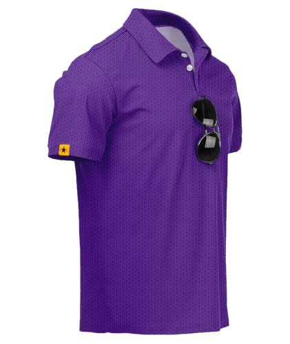 Image of ZITY Mens Golf Polo Shirts Short Sleeve UPF 50+ Performance Moisture Wicking Print Pattern Casual Collared Golf Shirt for Men
