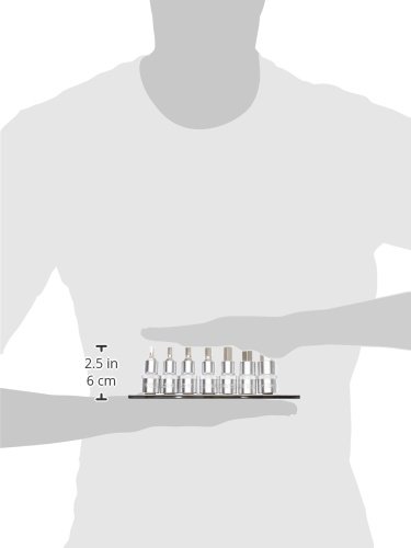 KS Tools 922.1320 Rail of 7 Screwdriver Sockets, 55 mm - 1/2 Inches, 5-14 mm, Chrome Satiné - Image 2