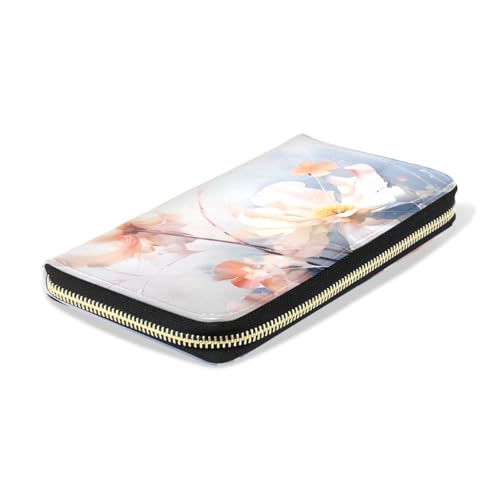 Long Wallets Leather Bifold Wallet for Women Flower Floral 4 with Zipper Credit Card Holder Large Capacity4