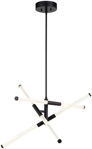 VAXCEL Avalon 3L LED Matte Black Contemporary Pendant Light White Acrylic Adjustable Arms